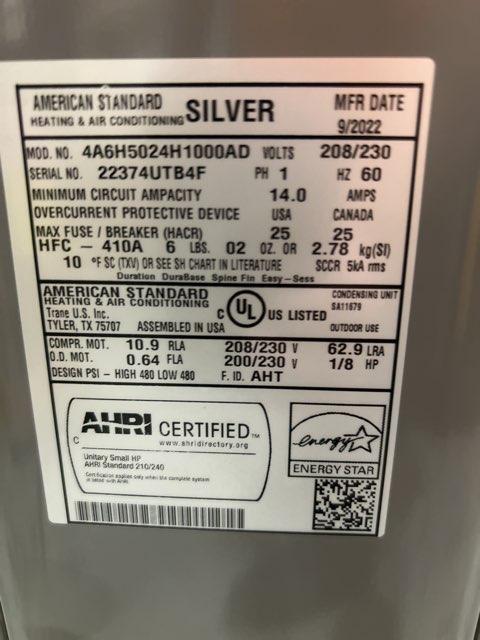 2 Ton Single-Stage Split-System Heat Pump 208-230/60/1 R410A 15 SEER