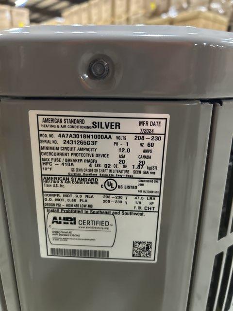 1.5 Ton Single-Stage Split-System Air Conditioner 208-230/60/1 R410A 13.4 SEER2