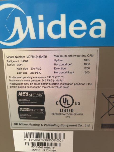 4 Ton AC/HP Multiposition Cased A Coil; R410A, CFM 1800