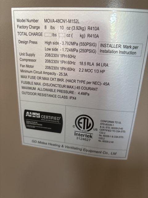 4 Ton Single-Stage Split-System Air Conditioner 208-230/60/1 R410A 15.2 SEER2