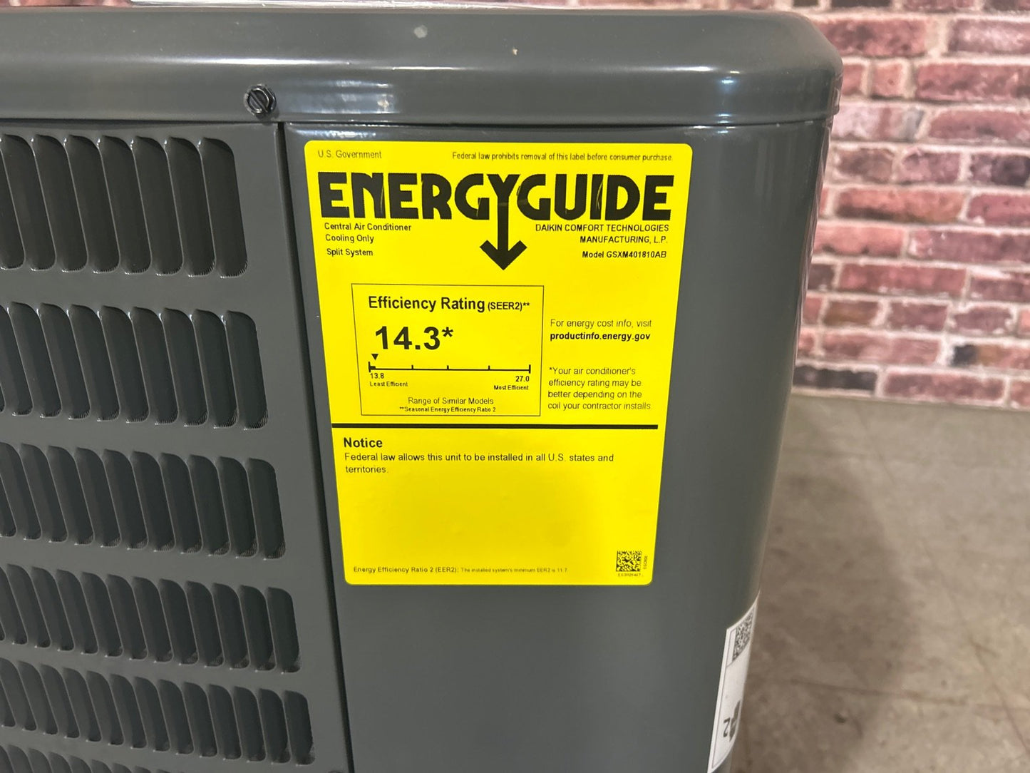 1.5 Ton Single-Stage Split-System Air Conditioner 208-230/60/1 R410A 14.3 SEER2