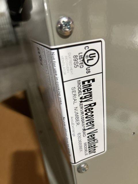 Gray Energy Recovery Ventilator, 115/60/1, 100 CFM