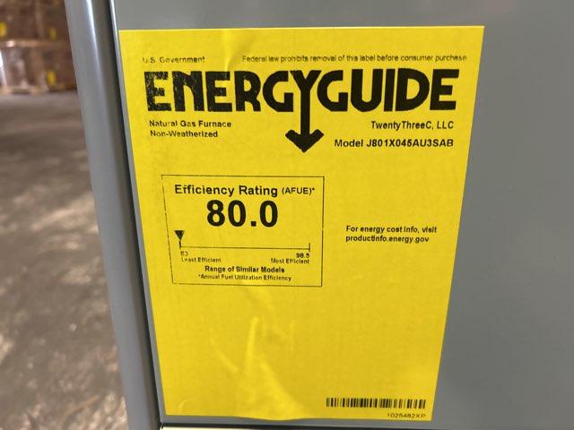 45,000 BTU Single-Stage Upflow/Horizontal ECM Multi Speed Gas Furnace 80% AFUE 115/60/1 CFM: 1340