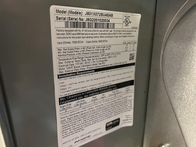 72,000 BTU Single-Stage Upflow/Horizontal ECM Multi Speed Gas Furnace 80% AFUE 115/60/1 CFM: 1790