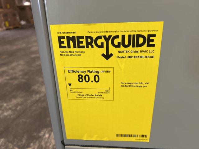 72,000 BTU Single-Stage Upflow/Horizontal ECM Multi Speed Gas Furnace 80% AFUE 115/60/1 CFM: 1790