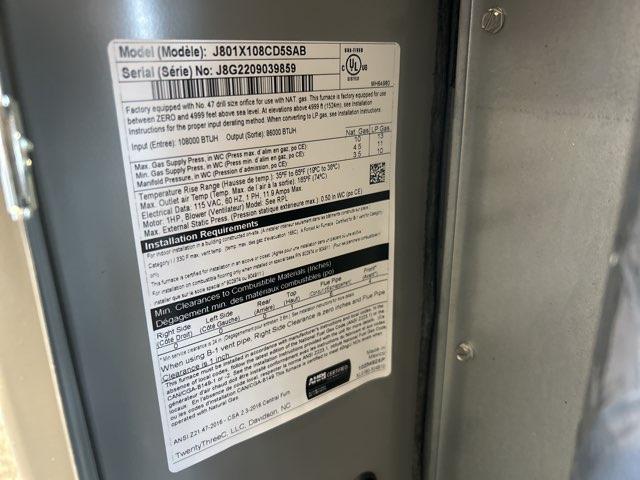 108,000 BTU Single-Stage Downflow ECM Multi Speed Gas Furnace 80% AFUE 115/60/1 CFM: 2275