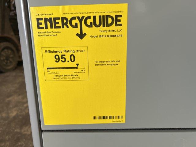 120,000 BTU Single-Stage Upflow/Horizontal ECM Multi Speed Gas Furnace 95% AFUE 115/60/1 CFM: 2195