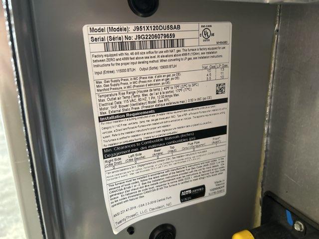 120,000 BTU Single-Stage Upflow/Horizontal ECM Multi Speed Gas Furnace 95% AFUE 115/60/1 CFM: 2195