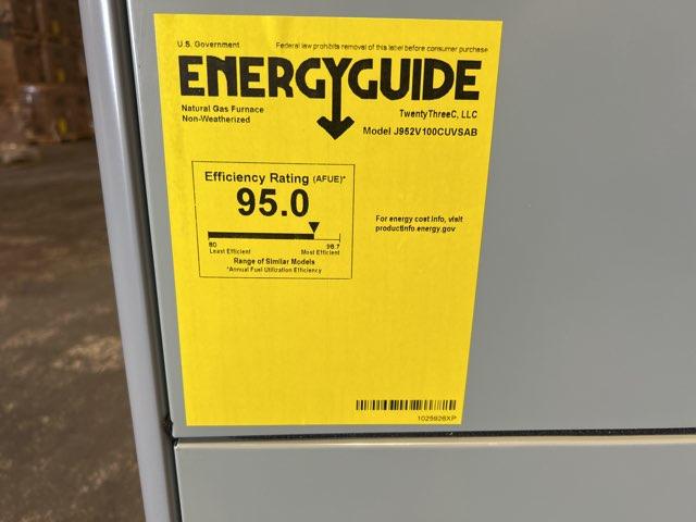 100,000 BTU Two-Stage Upflow/Horizontal ECM Variable Speed Gas Furnace 95% AFUE 115/60/1 CFM: 2280