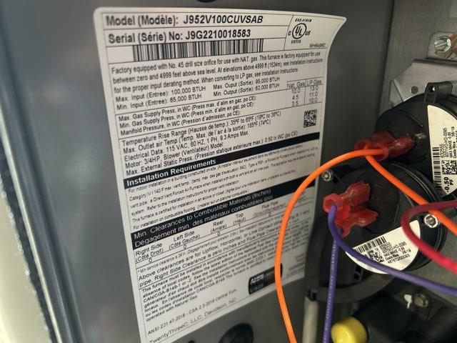 100,000 BTU Two-Stage Upflow/Horizontal ECM Variable Speed Gas Furnace 95% AFUE 115/60/1 CFM: 2280