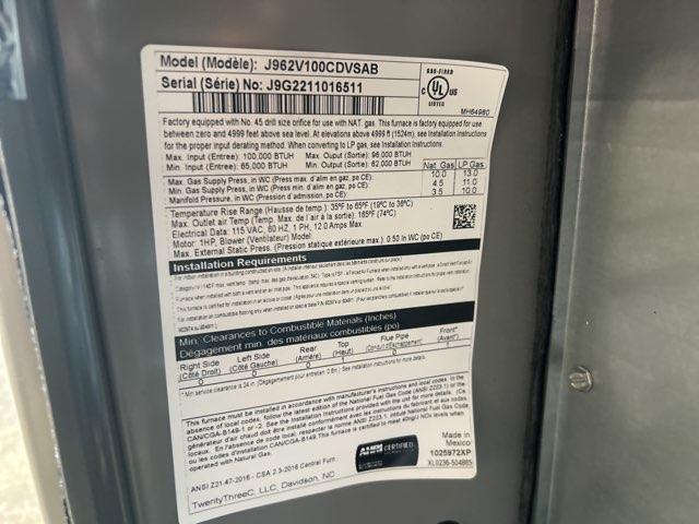 100,000 BTU Two-Stage Downflow ECM Variable Speed Gas Furnace 96% AFUE 115/60/1 CFM: 2000