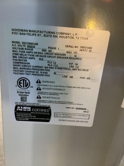 3.5 Ton Single-Stage Split-System Air Conditioner 208-230/60/1 R410A 13 SEER