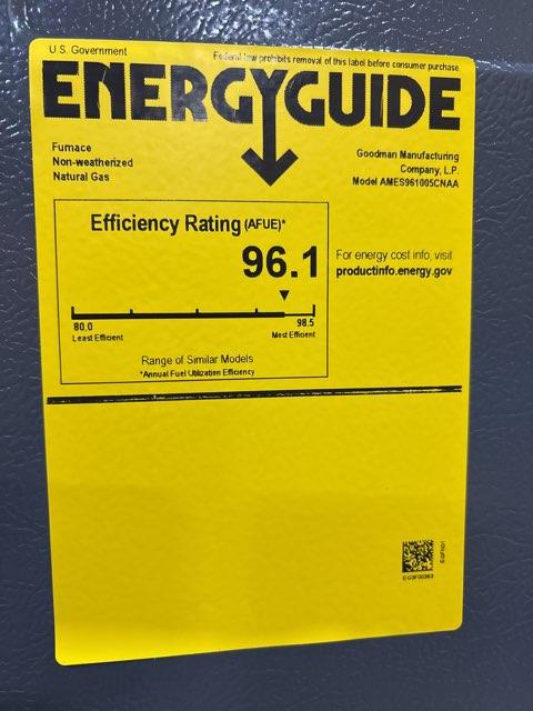 100,000 BTU Low NOx 1-Stg Upflow/Horizontal ECM Multi Speed Gas Furnace 96% 115/60/1 CFM: 2000