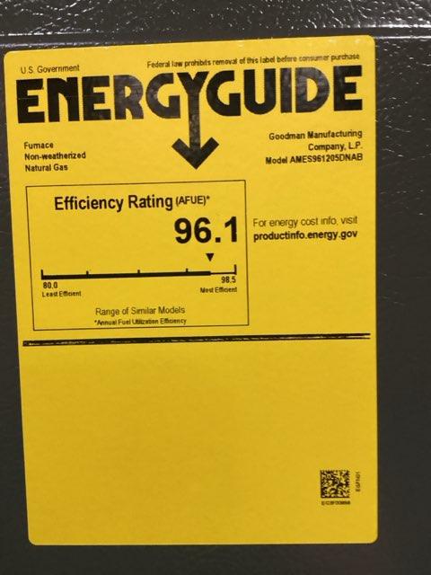 120,000 BTU Low NOx 1-Stg Upflow/Horizontal ECM Multi Speed Gas Furnace 96% 115/60/1 CFM: 2000