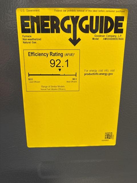 80,000 BTU Low NOx 1-Stg Upflow/Horizontal ECM Single Speed Gas Furnace 92% 115/60/1 CFM: 2000