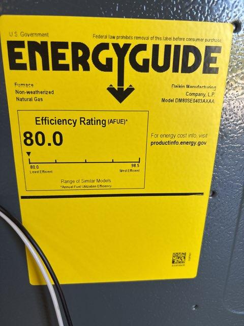 40,000 BTU Low NOx Single-Stage Upflow/Horizontal ECM Multi Speed Gas Furnace 80% 115/60/1 CFM: 1200