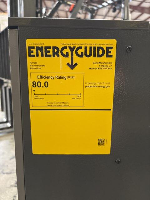 100,000 BTU Low NOx 1-Stg Downflow/Horizontal ECM Multi Speed Gas Furnace 80% 115/60/1 CFM: 2000