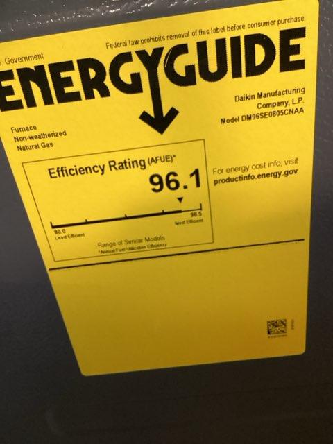 80,000 BTU Low NOx Single-Stage Upflow/Horizontal ECM Multi Speed Gas Furnace 96% 115/60/1 CFM: 2000