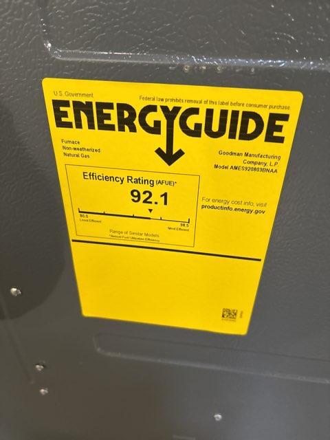 80,000 BTU Low NOx Single-Stage Upflow/Horizontal ECM Multi Speed Gas Furnace 92% 115/60/1 CFM: 1200