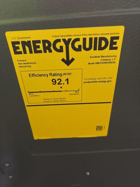 80,000 BTU Low NOx Single-Stage Upflow/Horizontal ECM Multi Speed Gas Furnace 92% 115/60/1 CFM: 1200