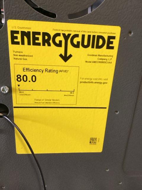 80,000 BTU Low NOx Two-Stage Upflow/Horizontal ECM Multi Speed Gas Furnace 80% 115/60/1 CFM: 2000