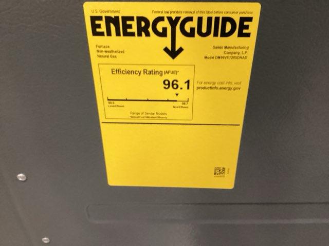 120,000 BTU Low NOx Two-Stage Upflow/Horizontal ECM Multi Speed Gas Furnace 96% 115/60/1 CFM: 2000