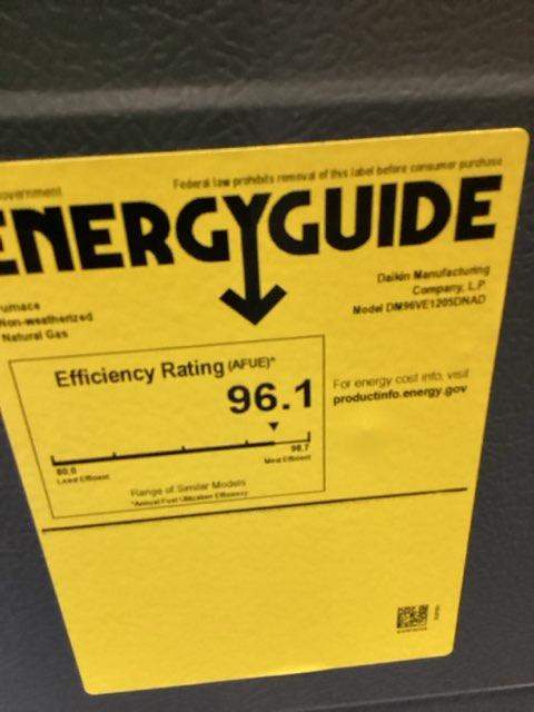 120,000 BTU Low NOx Two-Stage Upflow/Horizontal ECM Multi Speed Gas Furnace 96% 115/60/1 CFM: 2000