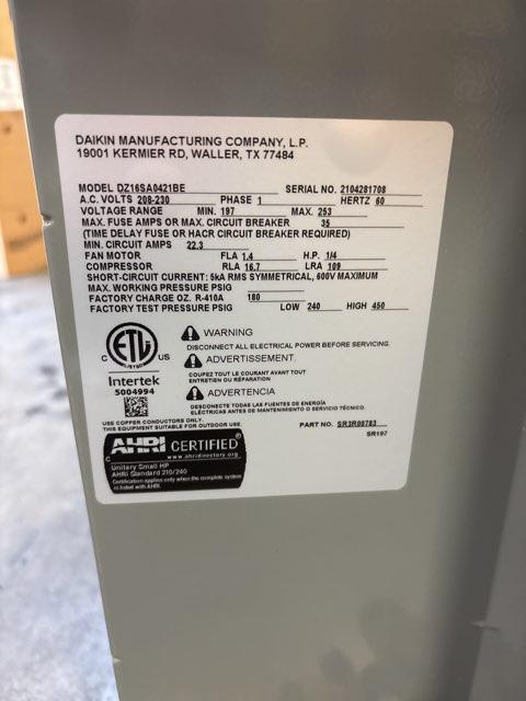 3.5 Ton Single-Stage Split-System Heat Pump 208-230/60/1 R410A 16 SEER