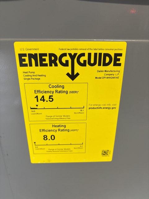 2 Ton Single-Stage Horizontal Packaged Heat Pump Unit, 14.5 SEER, 208-230/60/1, R410A