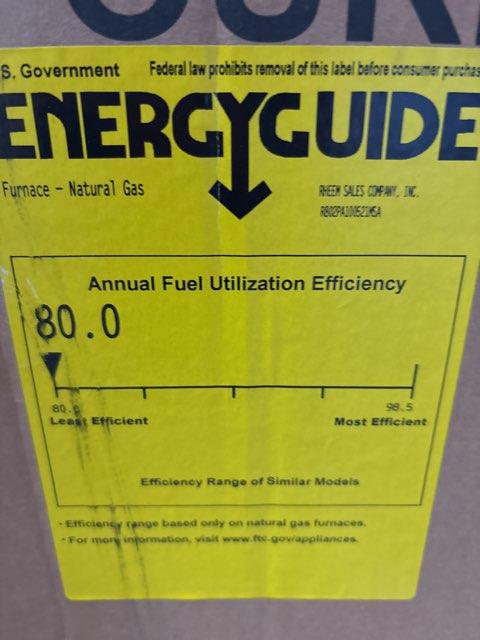 100,000 BTU Two-Stage Upflow/Horizontal PSC Multi Speed Gas Furnace 80% AFUE 115/60/1 CFM: 2071