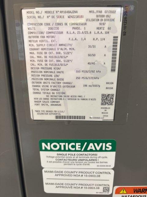 4 Ton Two-Stage Split-System Heat Pump 208-230/60/1 R410A 16 SEER
