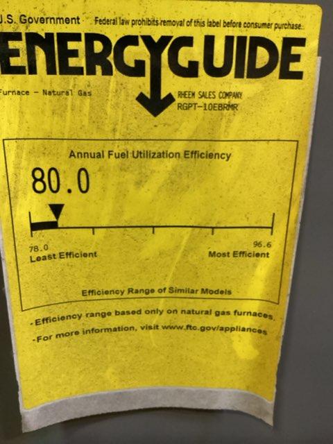 100,000 BTU Single-Stage Upflow/Horizontal ECM Multi Speed Gas Furnace 80% AFUE 115/60/1 CFM: 2305