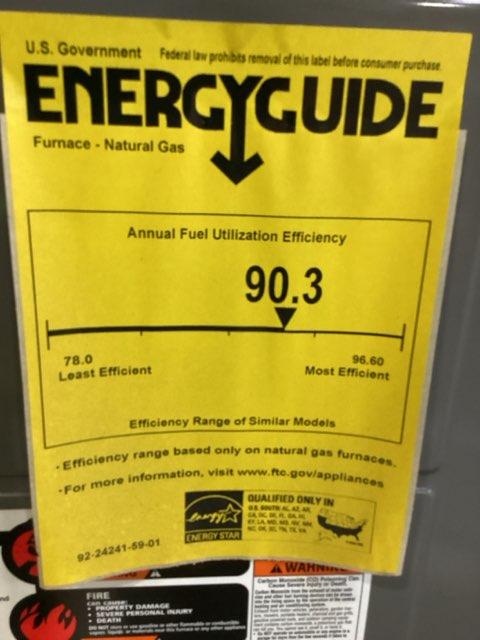 90,000 BTU Mod Horizontal ECM Variable Speed Comm Compatible Gas Furnace 90.2% 115/60/1 CFM: 2000