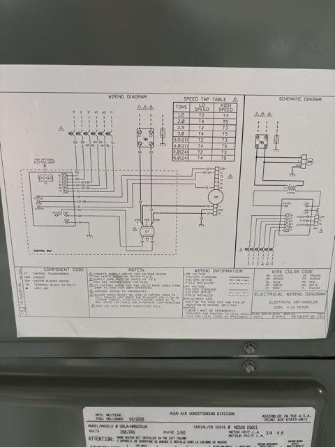 5 Ton AC/HP PSC Multiposition Air Handler 208-240/60/1 R22 CFM 1905