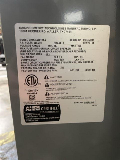 4 Ton Single-Stage Split-System Heat Pump 208-230/60/1 R410A 15.2 SEER2