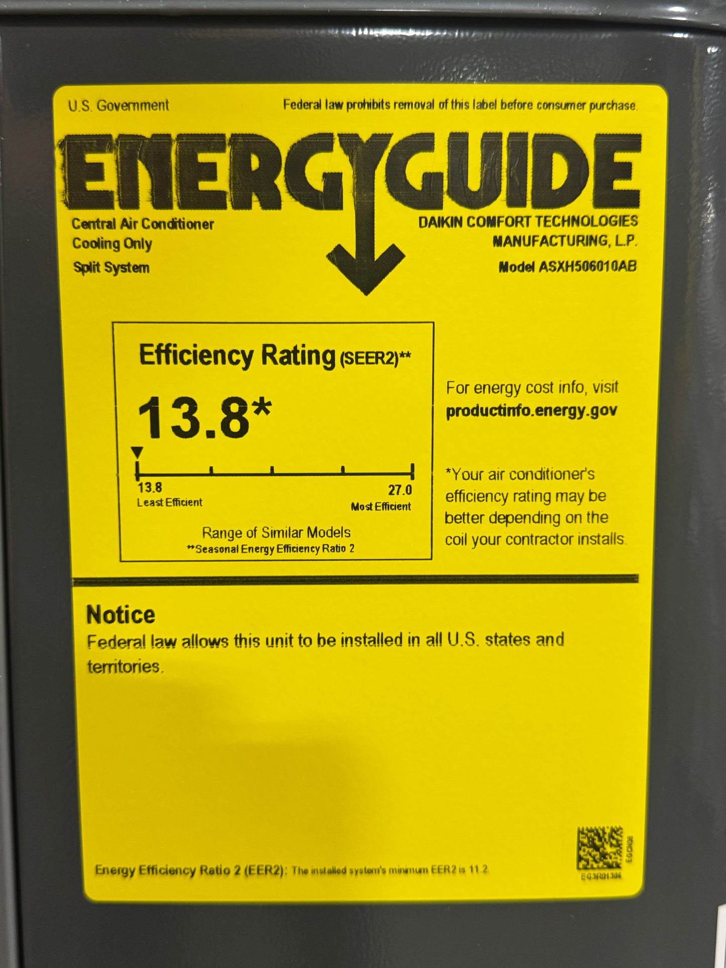 5 Ton Two-Stage Split-System Air Conditioner 208-230/60/1 R410A 13.8 SEER2