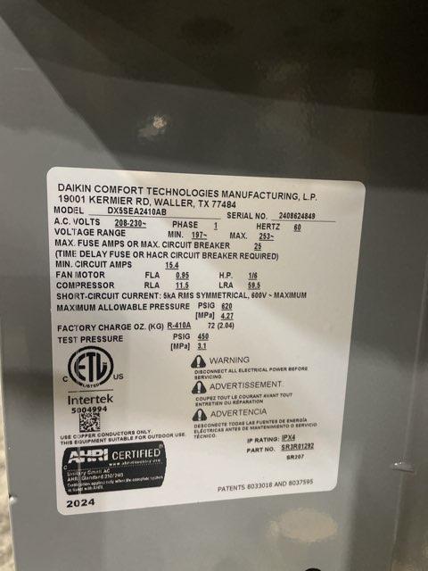 2 Ton Single-Stage Split-System Air Conditioner 208-230/60/1 R410A 14.3 SEER2