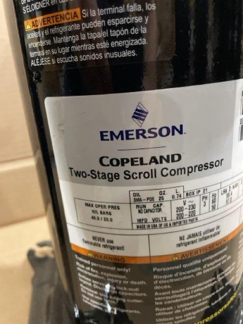 1.5 Ton Two-Stage AC/HP Scroll Compressor 200-230/50-60/3 R410A