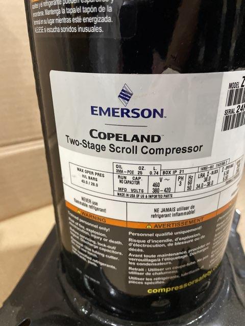 2.5 Ton Two-Stage AC Scroll Compressor 380-460/50-60/3 R410A