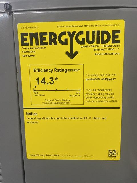 1.5 Ton Single-Stage Split-System Air Conditioner 208-230/60/1 R410A 14.3 SEER2