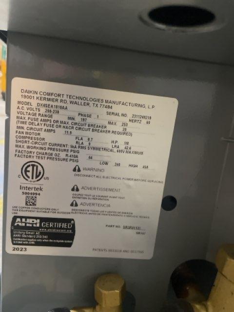 1.5 Ton Single-Stage Split-System Air Conditioner 208-230/60/1 R410A 14.3 SEER2