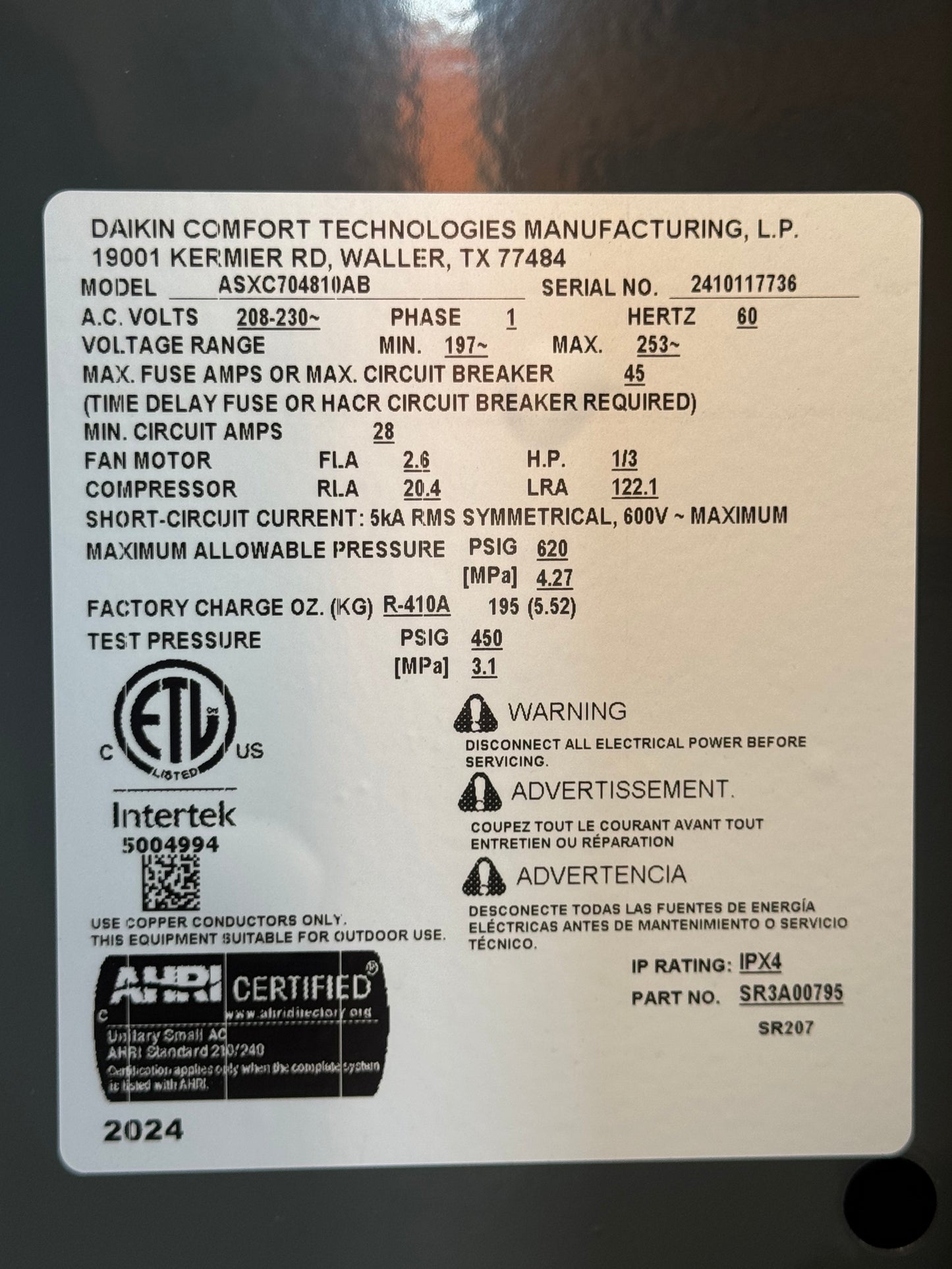 4 Ton Two-Stage Split-System Communicating Air Conditioner 208-230/60/1 R410A 17 SEER2