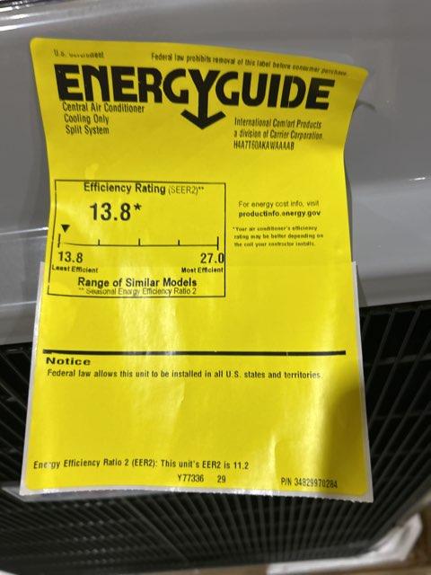 5 Ton Two-Stage Split-System Air Conditioner 208-230/60/1 R410A 13.8 SEER2