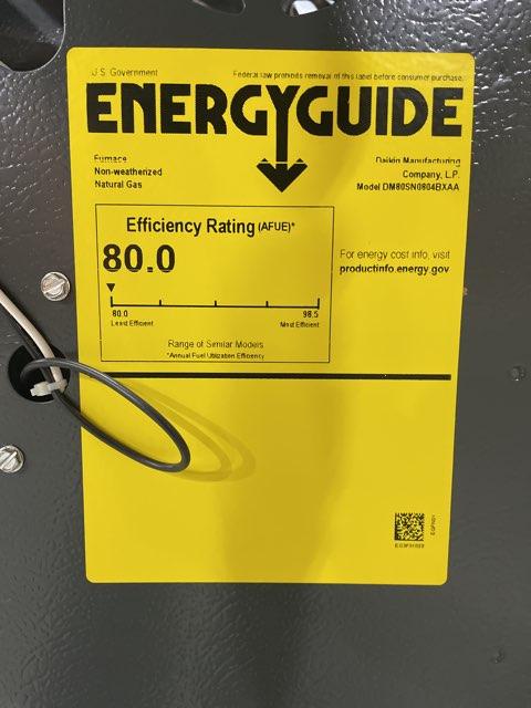 80,000 BTU Low NOx Single-Stage Upflow/Horizontal ECM Multi Speed Gas Furnace 80% 115/60/1 CFM: 1600