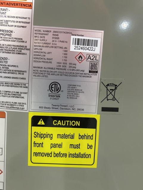 4 Ton AC/HP Multiposition Cased A Coil, R-454B CFM 1604