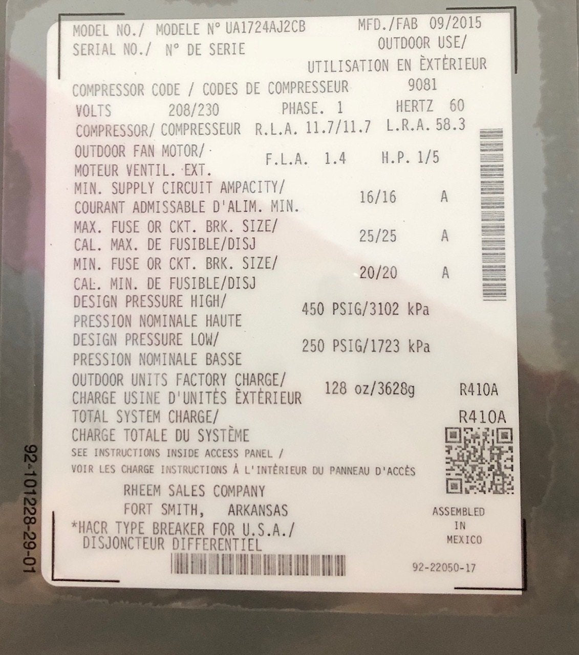 56,000 BTU 2-Stg Comm Gas Furnace 96% with 2 Ton 2-Stg Comm SS AC 17 SEER with 2.5 Ton Cased A Coil