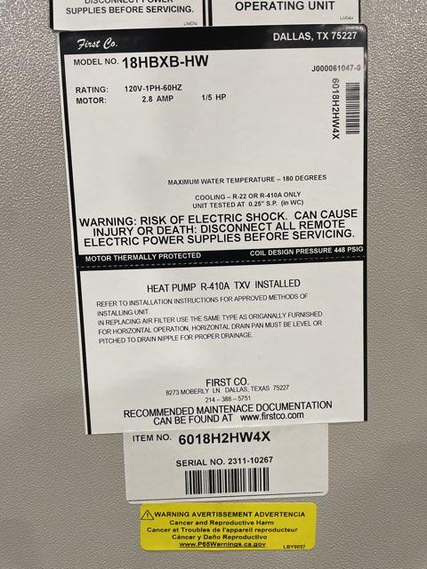 1.5 Ton AC/HP ECM Upflow/Horizontal Air Handler with Hot Water Heating 120/60/1 R-410A CFM 810