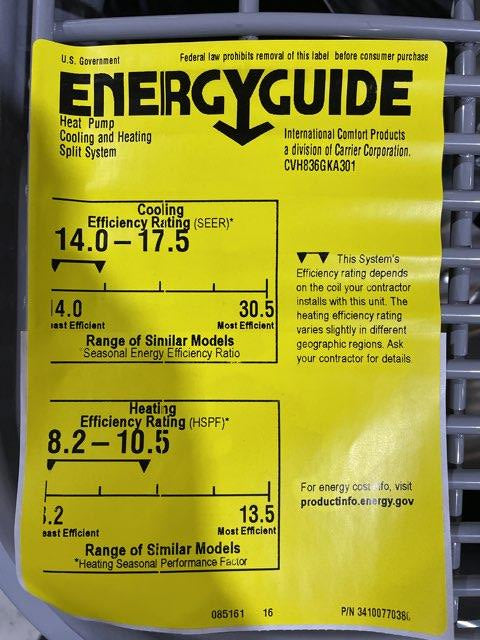 3 Ton Variable Speed Split-System Communicating Heat Pump 208-230/60/1 R410A 17.5 SEER