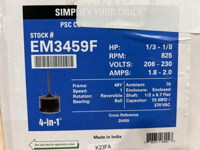 1/3-1/8 HP Fan Motor 208-230/60/1 825 Rpm 1 Speed