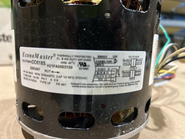 3/4-1/5 HP Blower Motor 208-230/60/1 1075 Rpm 4 Speed